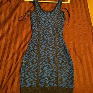 Guess Marciano blue and dark grey fitted dress